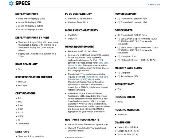 OWC Thunderbolt 3 PRO Dock 10Port black Новинки Компьютерная техника