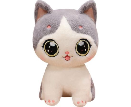 Leantoys Pluszowa Maskotka Przytulanka Kotek Biało Szary 21cm Mīkstās rotaļlietas