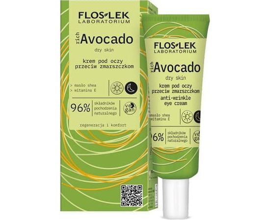 Alkotest FLOSLEK_Rich Avocado krem przeciwzmarszczkowy pod oczy 30ml Sejas kopšana