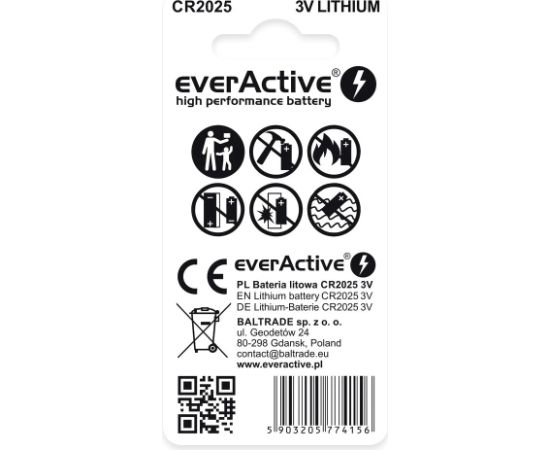 Lithium battery mini everActive CR2025 - blister 2 pcs. Батарейки, аккумуляторы