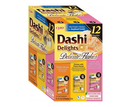 INABA CAT D.D. DELICATE FLAKES12PCHICK 12x40g Kaķu konservi