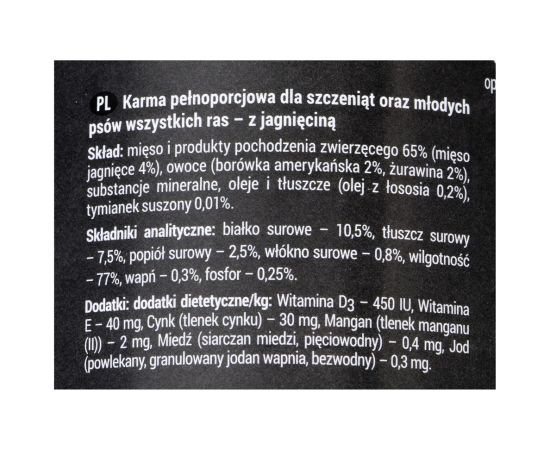 Dolina Noteci Rafi Junior with lamb, cranberry and blueberry - Wet dog food 400 g Suņu barība