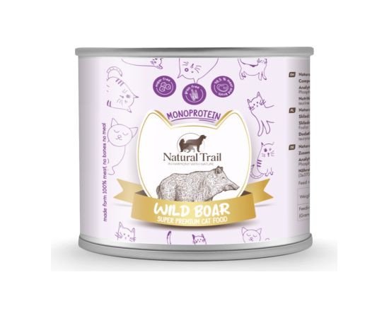NATURAL TRAIL Cat Monoprotein with Wild Boar 185g Kaķu konservi