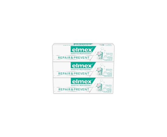 Elmex Sensitive Professional Repair & Prevent Trio Toothpaste (3 pcs) - Toothpaste for pain relief 75ml Zobu pastas un mutes dobuma skalojamie līdzekļi