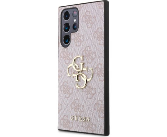Guess PU 4G Metal Logo Case Aizsargapvalks priekš Samsung Galaxy S24 Ultra / rozā Neoriģinālie Maciņi