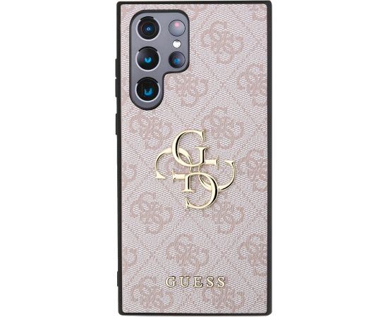 Guess PU 4G Metal Logo Case Aizsargapvalks priekš Samsung Galaxy S24 Ultra / rozā Neoriģinālie Maciņi
