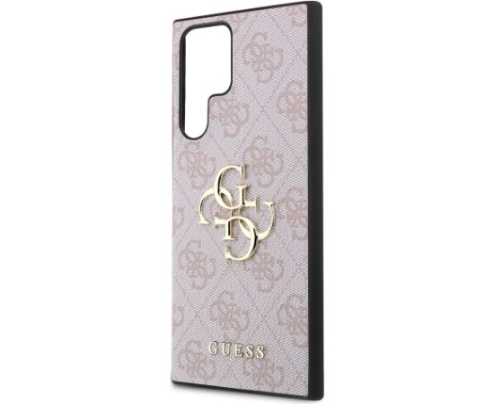 Guess PU 4G Metal Logo Case Aizsargapvalks priekš Samsung Galaxy S24 Ultra / rozā Neoriģinālie Maciņi