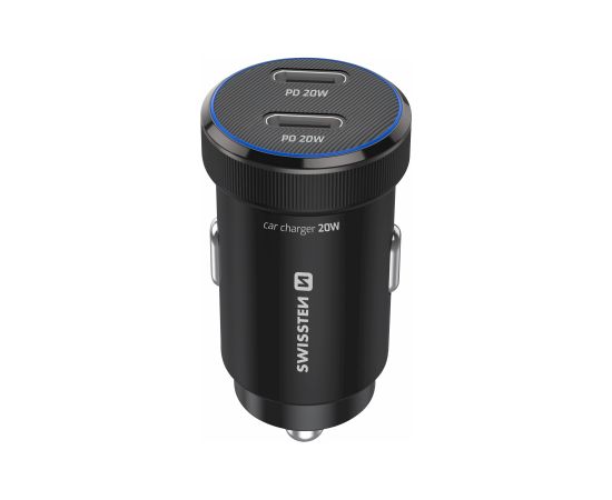 Swissten PD Mini 2x USB-C Автомобильное зарядное устройство 20W Автомобильные зарядные устройства