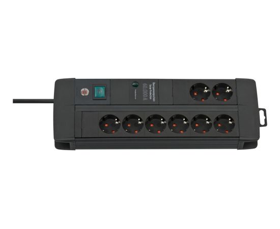 Brennenstuhl Premium-Line 8-way power strip Duo black, 3 meters, 60,000A surge protection Strāvas pagarinātāji