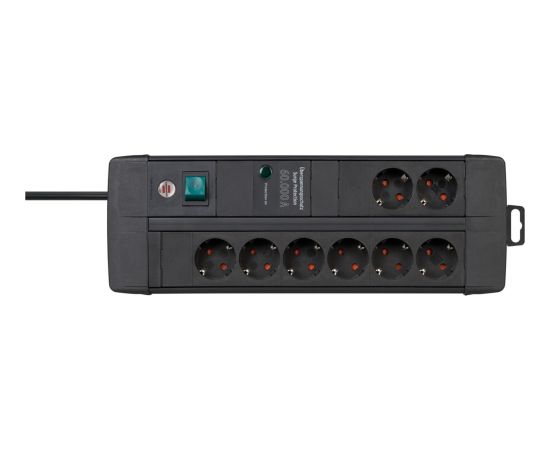 Brennenstuhl Premium-Line 8-way power strip Duo black, 3 meters, 60,000A surge protection Strāvas pagarinātāji
