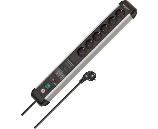 Brennenstuhl Premium Protect Line 6-way power strip (black/silver, 60,000 A surge protection, 3 meters) Strāvas pagarinātāji