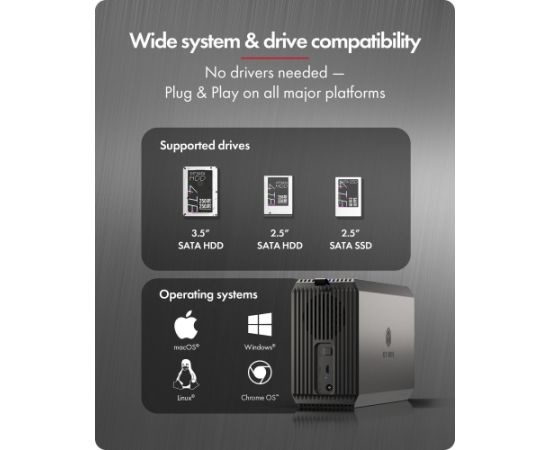 Raidsonic RAID-System Dual bay, HDD/SSD USB 3.2 (Gen 2) with fan IB-RD3720-CU3 Komponenšu aksesuāri