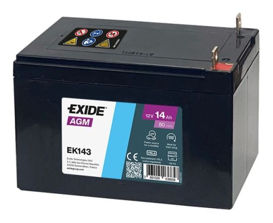 14Ah 80A akumululators EXIDE EK143 150x100x100+- Akumulatori