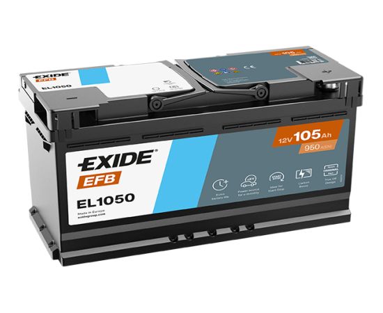 105Ah 950A akumulators EXIDE EL1050 392x175x190-+ Akumulatori