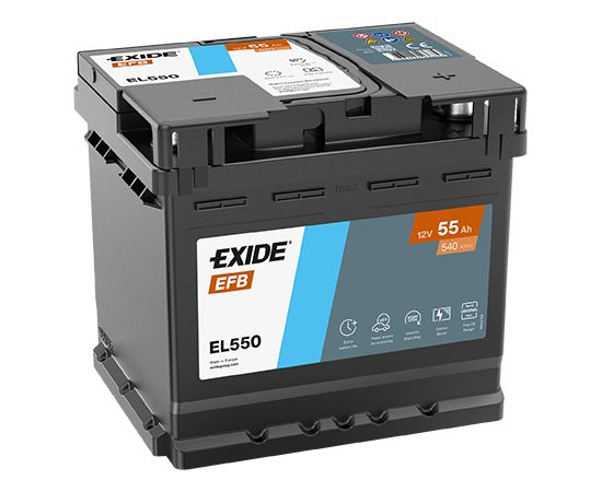 55Ah 540A akumulators EXIDE EL550 207x175x190-+ Аккумуляторы