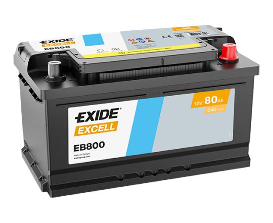 80Ah 640A akumulators EXIDE EB800 315x175x190-+ Akumulatori