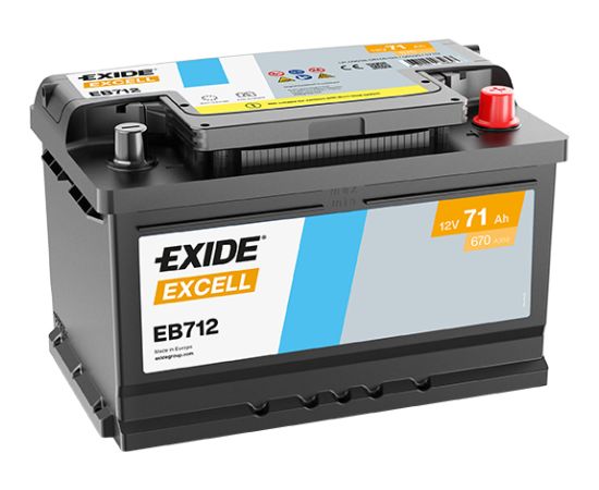 71Ah 670A akumulators EXIDE EB712 278x175x175-+ Akumulatori