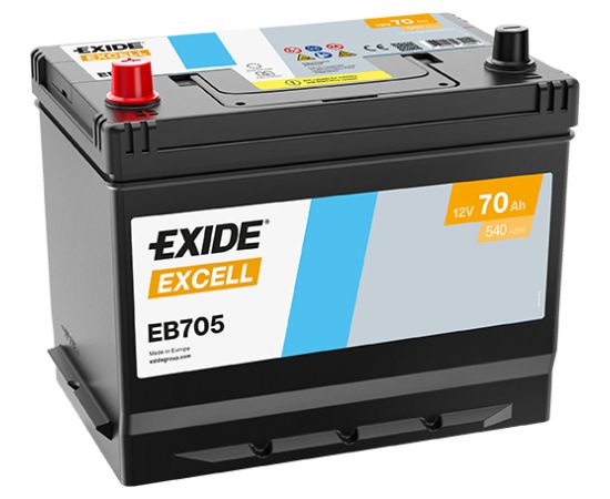 70Ah 540A akumulators EXIDE EB705 270x173x222+- Akumulatori