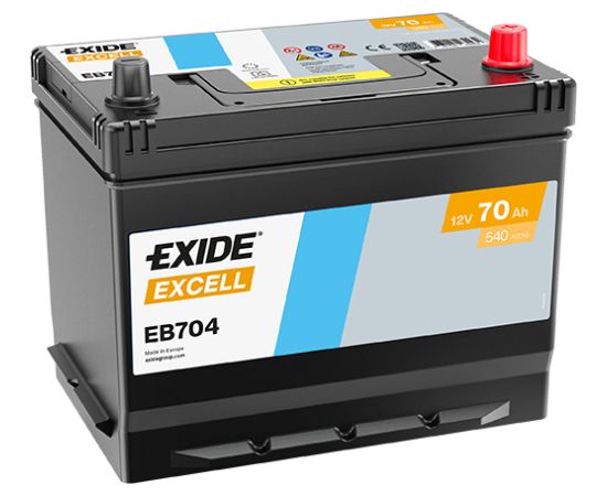 70Ah 540A akumulators EXIDE EB704 270x173x222-+ Akumulatori
