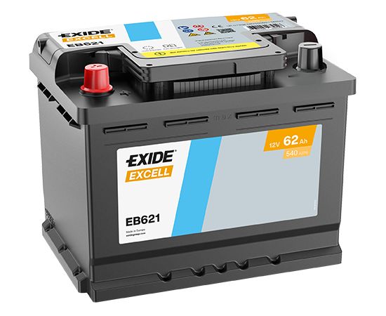 62Ah 540A akumulators EXIDE EB621 242x175x190+- Akumulatori
