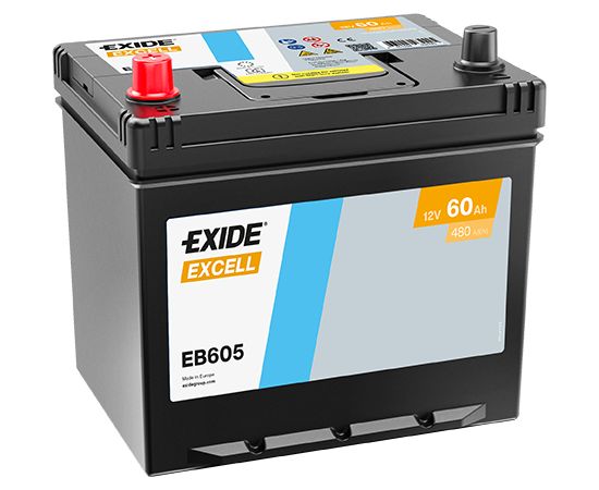 60Ah 480A akumulators EXIDE EB605 230x173x222+- Akumulatori