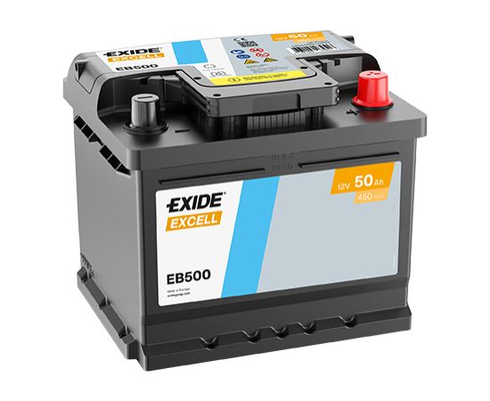 50Ah 450A akumulators EXIDE EB500 207x175x190-+ Akumulatori