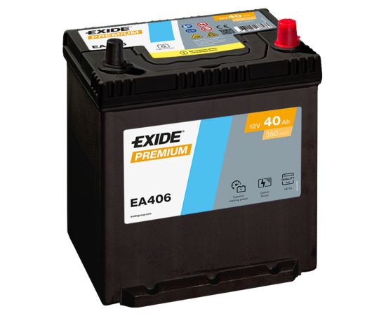 40Ah 350A akumulators EXIDE EA406 187x136x220-+ Akumulatori