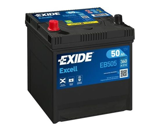 50Ah 360A akumulators EXIDE EB505 200x173x222+- Akumulatori