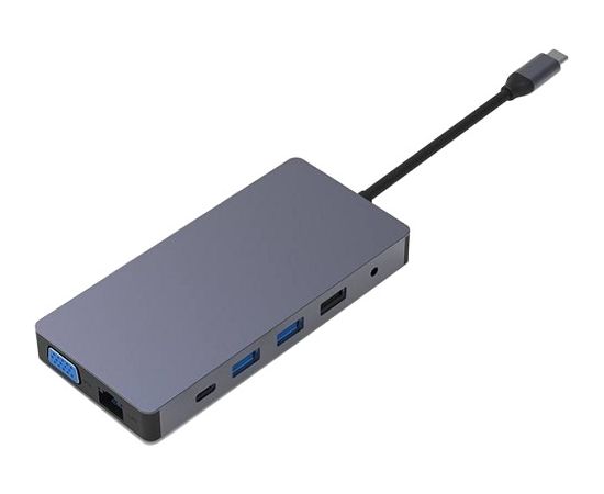 Extradigital Adapter USB Type-C - 2x HDMI, VGA, LAN, 3x USB Type-A, SD, TF, USB Type-C PD100W, Aux USB / Type-C Hub