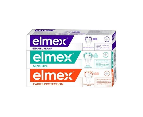 Elmex Mix Trio Toothpaste Set - Sada zubních past 75ml Zobu pastas un mutes dobuma skalojamie līdzekļi