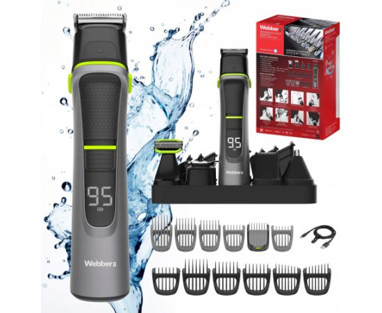 Trymer Webber Trymer Męski 14w1 Webber - Golarka + Broda + Włosy + Nos Wet&Dry Zestaw PRO Epilatori, bikini trimmeri, sieviešu skuvekļi