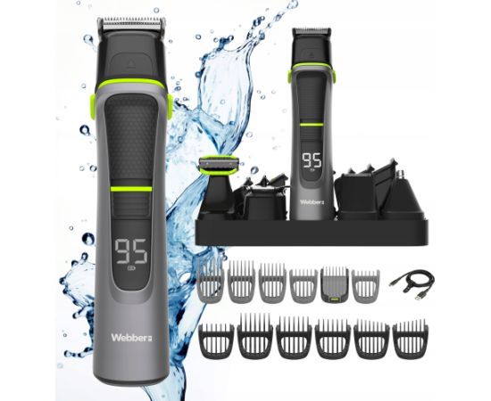 Trymer Webber Trymer Męski 14w1 Webber - Golarka + Broda + Włosy + Nos Wet&Dry Zestaw PRO Epilatori, bikini trimmeri, sieviešu skuvekļi