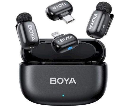 Boya Mini 2-01 Bezvadu lavaljē mikrofons 2.4GHz / Type-C and Lightning / Melns Mikrofoni