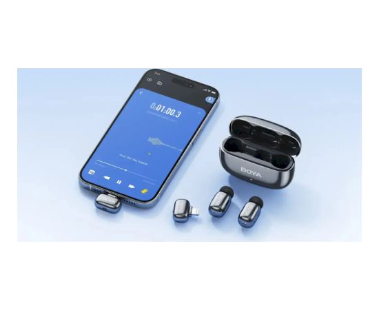 Boya Mini 2-01 Bezvadu lavaljē mikrofons 2.4GHz / Type-C and Lightning / Melns Mikrofoni