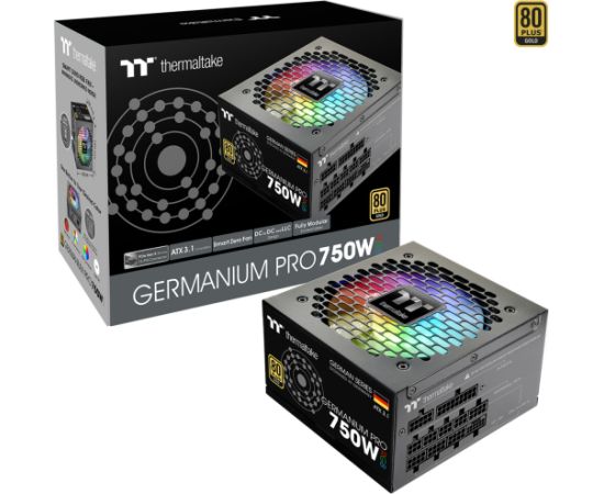 Thermaltake Germanium Pro RGB 750W (black, 1x 12-pin high power GPU, 4x PCIe, cable management, 750 watts) Блоки питания