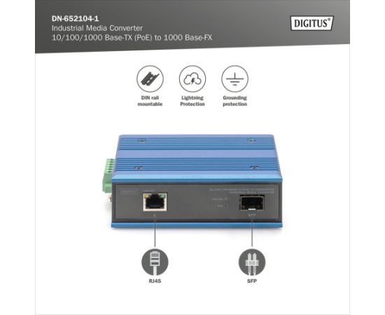 Digitus 10/100/1000Base-TX PoE to 1000Base-FX media converter Wireless Routers