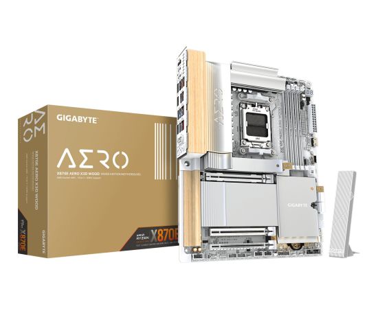 Gigabyte X870E AERO X3D Wood AMD AM5 ATX Motherboard Silver Wood Mātes plates