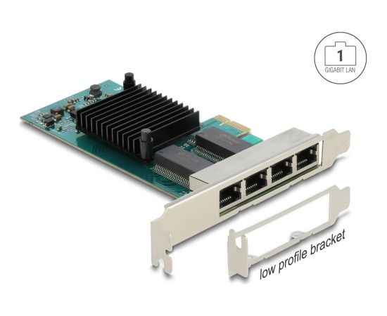 DeLOCK PCI Express x1 to 4 x RJ45 Gigabit LAN i350 Wi-fi Adapteri