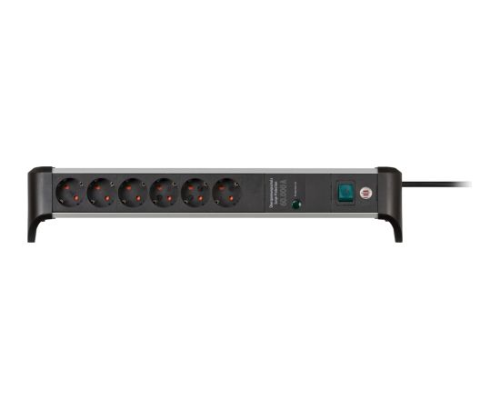 Brennenstuhl Alu-Office-Line 6-way power strip for the desk, black/aluminum, 3-meter cable, 60,000A surge protection Strāvas pagarinātāji