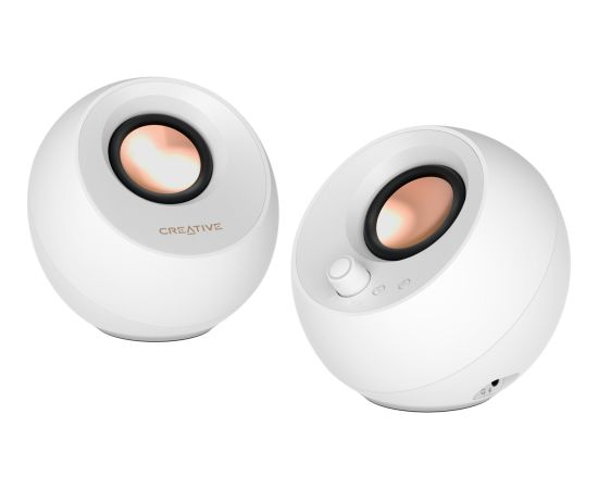 Creative Labs Pebble Pro (white, jack, USB-A/C, Bluetooth, digital amplifier, RGB lighting) Aудио-видео