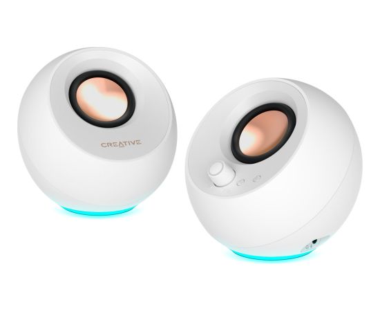 Creative Labs Pebble Pro (white, jack, USB-A/C, Bluetooth, digital amplifier, RGB lighting) Aудио-видео