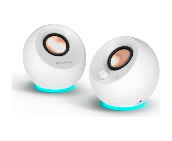 Creative Labs Pebble Pro (white, jack, USB-A/C, Bluetooth, digital amplifier, RGB lighting) Aудио-видео