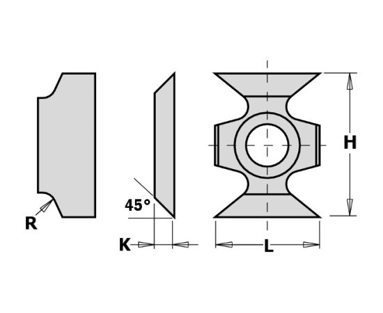 Ēveles asmeņi CMT 790.161.00; 16x22x5 mm; R1,5; HW-HC; 1 gab. Строгальные ножи