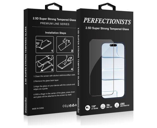 Perfectionists 2.5D Super Strong Tempered Glass Samsung A165 A16 4G/A166 A16 5G/A175 A17 4G/A176 A17 5G black Ekrānu aizsardzība