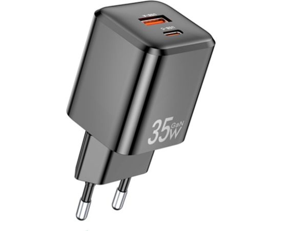 Сетевая зарядка Awei PD66-EU 35W GaN USB-A/USB-C черная Зарядные устройства