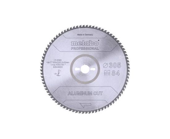 Griešanas disks alumīnijam Metabo FZ/TZ Aluminium cut professional; 305x30x84 mm; -5° Zāģripas