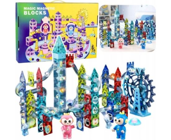 LeanToys Zestaw Klocki Magnetyczne Tor Kulkowy Koło Młyńskie 118 el. Конструкторы