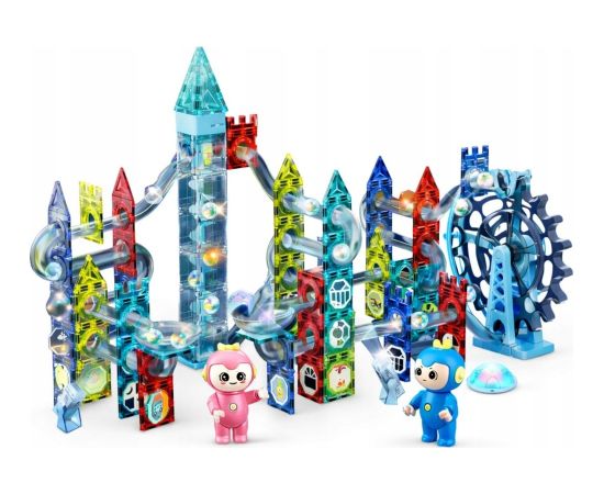 LeanToys Zestaw Klocki Magnetyczne Tor Kulkowy Koło Młyńskie 118 el. Конструкторы