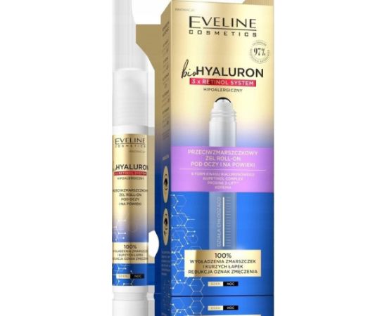Eveline Cosmetics Eveline bioHYALURON 3xRetinol System Przeciwzmarszczkowy Żel roll-on pod oczy i na powieki 15ml (5903416028741) Sejas kopšana