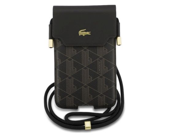 Lacoste PVC Blend Monogram Metal Logo Чехол‑Сумка Для Телефона XL Brown Чехлы - альтернативные